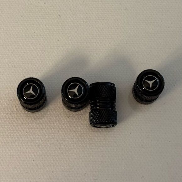 Mercedes Valve Stem Caps in Black Set of 4 NWT - Picture 1 of 4